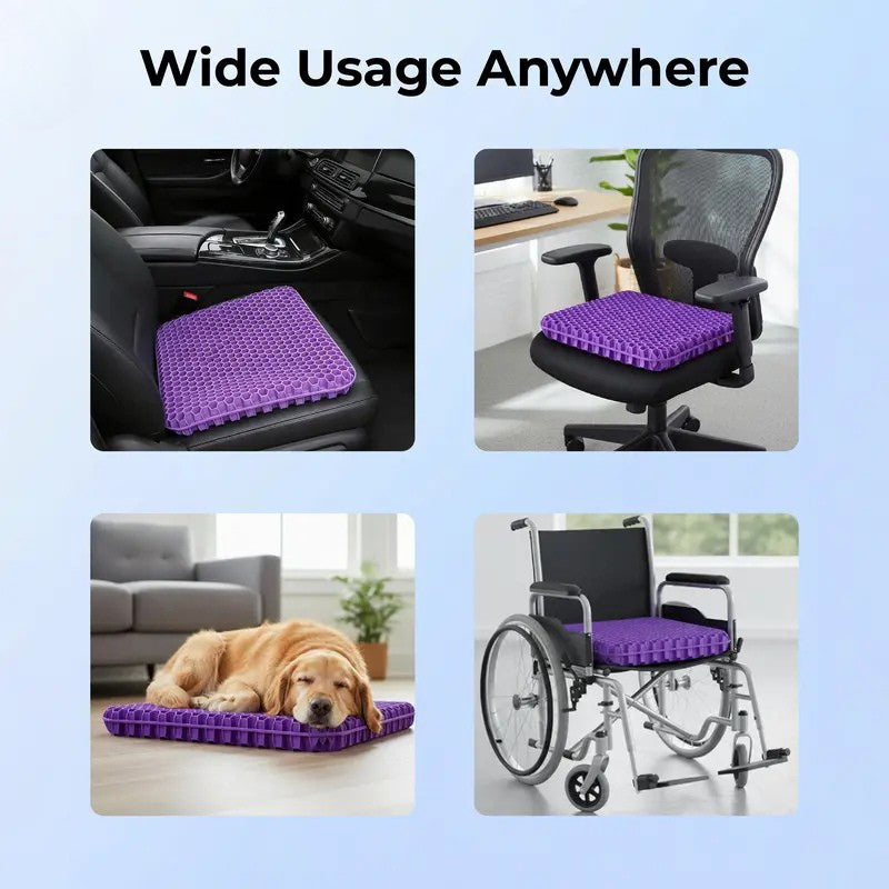 Purple Honeycomb Gel Seat Cushion | Pressure Relief for Office Car Wheelchair