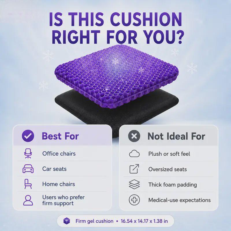 Purple Honeycomb Gel Seat Cushion | Pressure Relief for Office Car Wheelchair