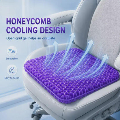 Purple Honeycomb Gel Seat Cushion | Pressure Relief for Office Car Wheelchair
