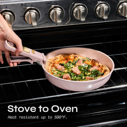 20Pcs Ceramic Cookware Set Stand-Up Lid with Detachable Handle Set, Non Stick Pots and Pans Set Non Toxic, PFAS Free