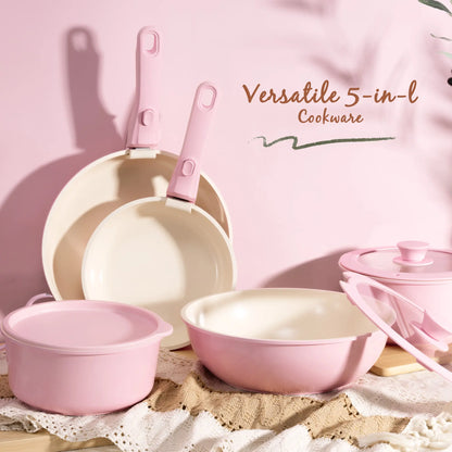 20pcs Non-Stick Pots and Pans Set with Detachable Handle